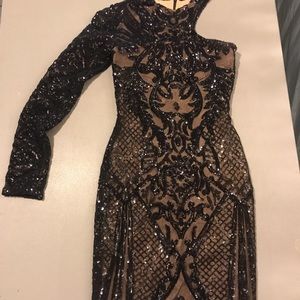Juan Carlos Pinera Black Sparkly Cocktail Dress